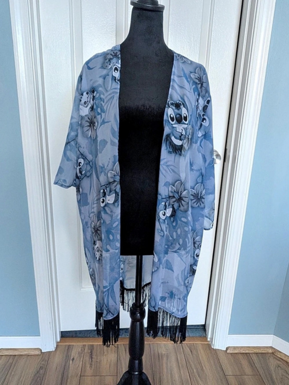 Disney Lilo & Stitch Tropical Floral Sheer Kimono w/ Fringe